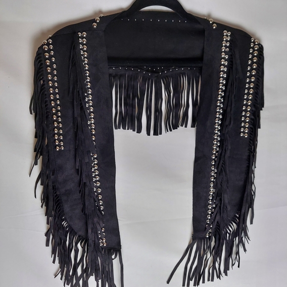 Unk Jackets & Blazers - Unk Black Fringe Vest with Silver Studs